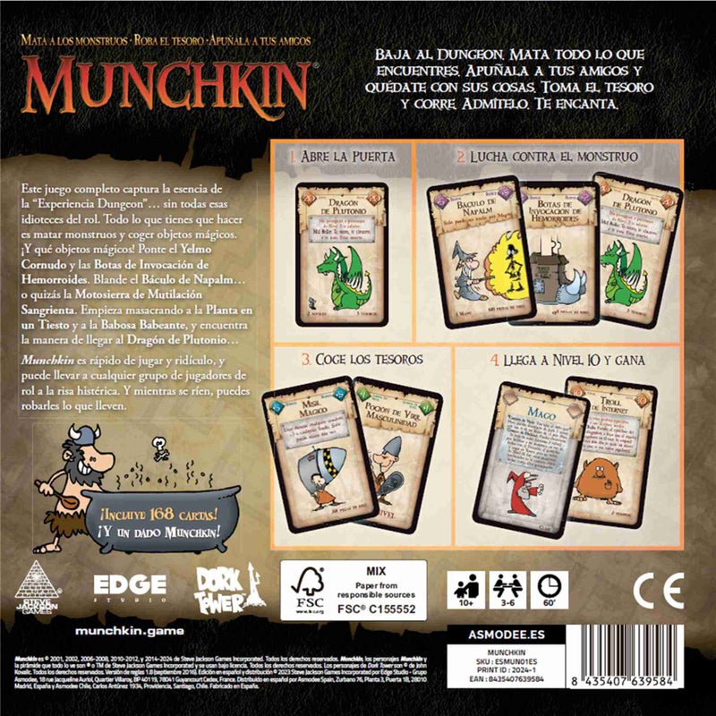 Cartas del juego Munchkin desplegadas sobre una mesa.
