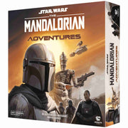 Caja del juego de mesa The Mandalorian: Adventures con arte oficial.
