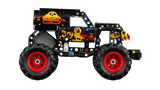 Camión LEGO Technic Grave Digger lado fuego con llamas rojas y naranjas