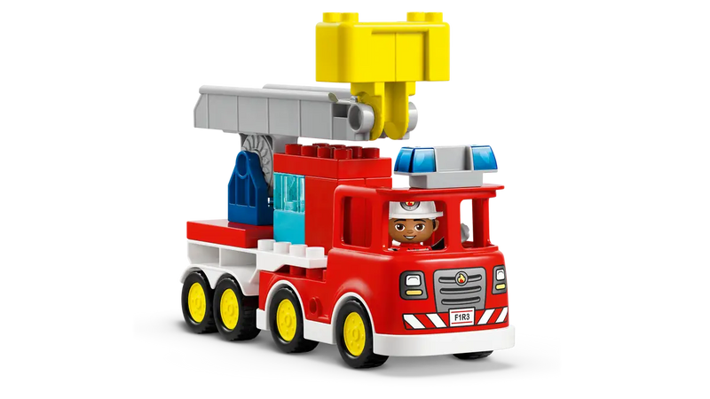 Camión bomberos LEGO DUPLO 10473 rojo con grúa articulada y plataforma elevadora
