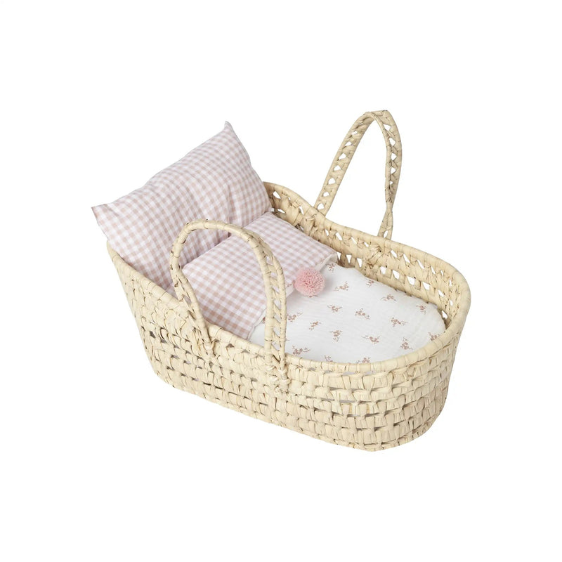 Capazo de palma con flores y vichy de Antonio Juan para muñecas de hasta 33 cm