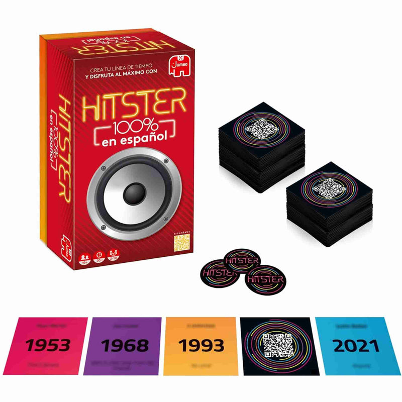 Cartas del juego musical sobre una mesa de fiesta.
