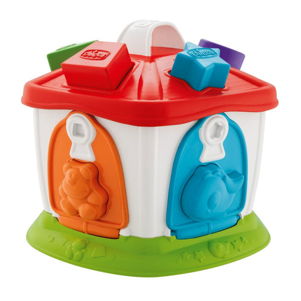Casita de encajables Chicco 2 en 1 con 10 formas de animales, 5 llaves de colores y sistema de clasificación de formas para niños desde 12 meses

