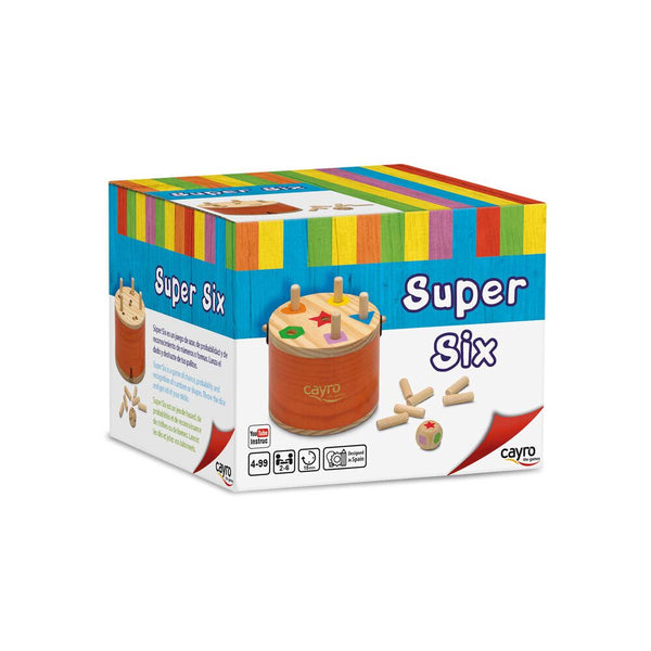 Cayro Super Six juego de dados infantil — caja con fichas de colores y dados