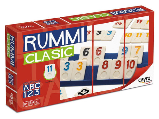 Cayro Rummi Classic 743 juego de mesa para 4 jugadores con fichas numeradas y atriles incluidos
