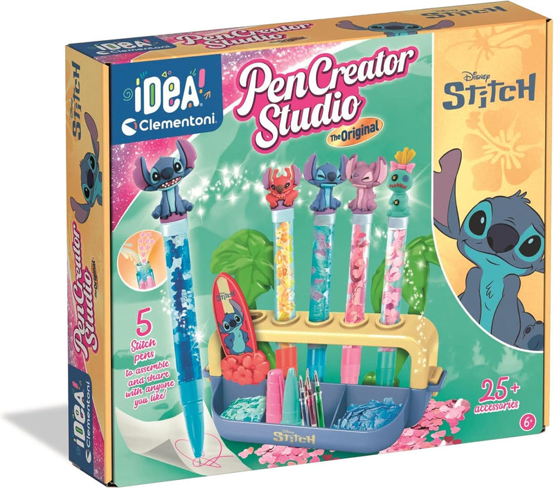 Clementoni Crea tus bolígrafos Stitch - Kit completo de manualidades para crear bolígrafos personalizados con diseños de Stitch, ideal para niños a partir de 7 años
