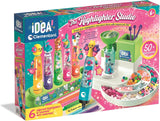 Clementoni Laboratorio de Subrayadores - Kit creativo completo con herramientas, tintas fluorescentes de colores, decoraciones y materiales para diseñar marcadores personalizados
