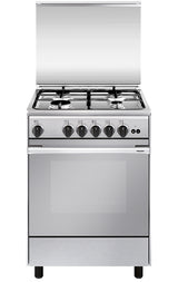 Cocina de gas Vitrokitchen UN55I de 53x50 cm en acero inoxidable con la tapa abatible levantada