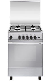 Cocina de gas Vitrokitchen UN55I de 53x50 cm en acero inoxidable con la tapa abatible levantada
