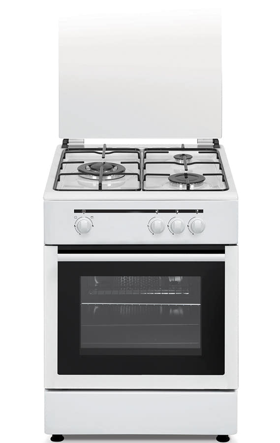Cocina de gas Vitrokitchen CB5530 blanca de 50x55 cm con 3 fuegos y horno de gas