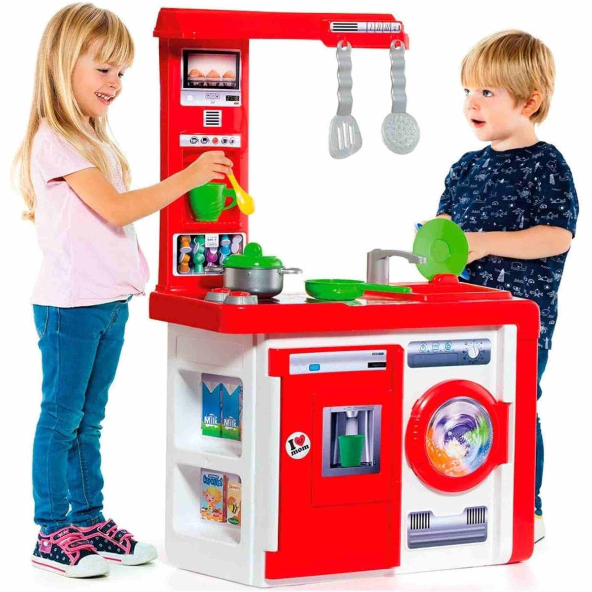 Cocina infantil Moltó Red Kitchen roja con 12 accesorios.
