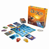 Componentes del juego: tablero, cartas y fichas de puntuación.
