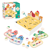 Contenido Goula Hidden Chicks: gallinero 3D, pollitos, zorro y tableros para 2-4 jugadores
