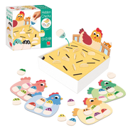 Contenido Goula Hidden Chicks: gallinero 3D, pollitos, zorro y tableros para 2-4 jugadores
