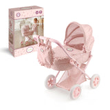 Cuco con ruedas pequeño Olivia La Nina rosa pastel con flores para muñecas 30-42cm
