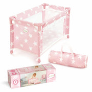 Cuna de viaje Carlota La Nina rosa pastel con estrellas para muñecas 30-52cm
