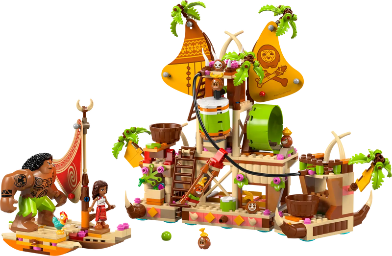 Detalle de la canoa doble con compartimento secreto y accesorios LEGO