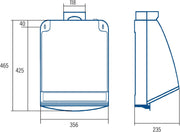 Detalle de la salida de humos y sistema de fijación del CATA 750L.

