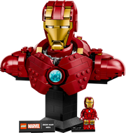 Detalle del casco de Iron Man LEGO con flaps y textura realista