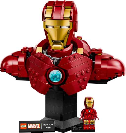 Detalle del casco de Iron Man LEGO con flaps y textura realista