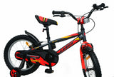 Detalle del sistema de frenos V-Brake de la bicicleta UMIT Casper 16" gris-roja, mostrando el diseño deportivo bicolor y componentes de seguridad para el aprendizaje infantil
