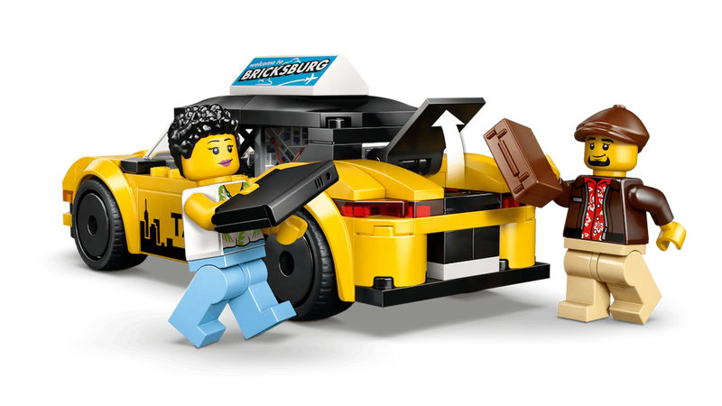 Detalle minifiguras LEGO City 60487 taxista turista equipaje Taxi Amarillo
