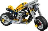 Detalle motor 3 pistones y cadena transmisión Moto Amarilla LEGO Technic 42225 juguete STEM
