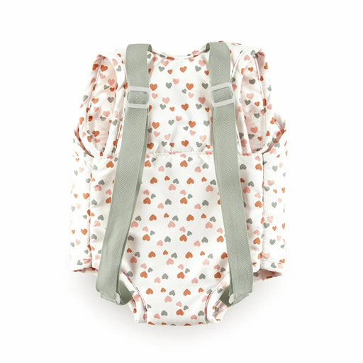 Detalle trasero de la mochila portabebés con tirantes ajustables en espiga verde
