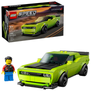 Detalles LEGO Speed Champions Dodge Challenger 77237: minifigura conductor, toma de aire del capó y características auténticas del SRT Hellcat
