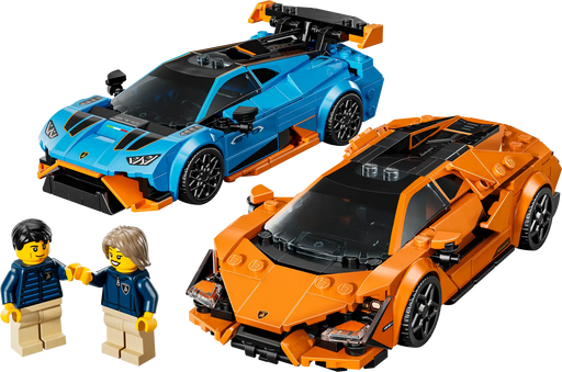 Detalles LEGO Speed Champions Lamborghini 77238: 2 minifiguras conductores con cascos, luces traseras en Y y elementos aerodinámicos auténticos
