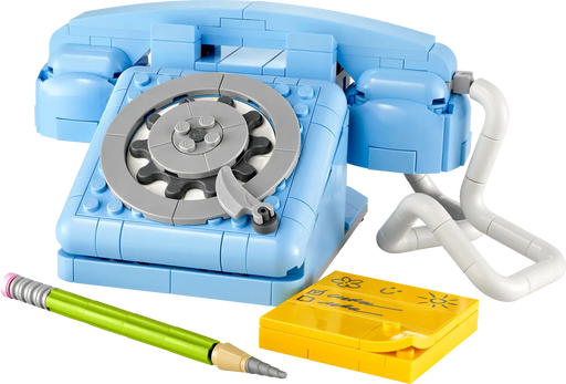 Detalles LEGO Teléfono Retro 31174: disco de marcar funcional, auricular que se levanta, lápiz construible y taco de notas personalizable
