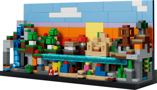 Diorama LEGO Minecraft Mini Biomas con 6 biomas, cascada azul y personajes