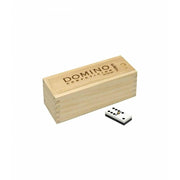 Dominó Cayro Chámelo con fichas de metacrilato transparente en elegante caja de madera maciza, mostrando la calidad premium del juego de mesa tradicional
