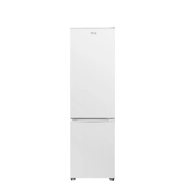 Frigorífico combi VOK EVR-224DEW blanco de 170 cm, visto de frente con las puertas cerradas