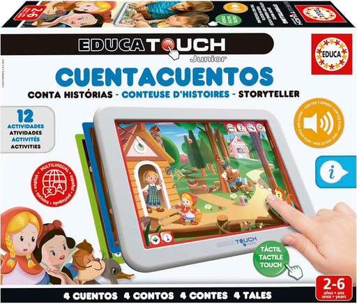 Educa Touch Junior Cuentacuentos juego electrónico interactivo con base táctil, 4 cuentos clásicos, 12 láminas de actividades, para niños a partir de 2 años
