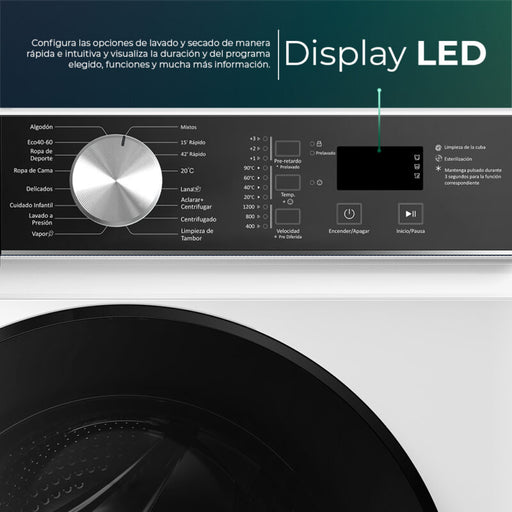 Electrodoméstico lavadora Svan modelo SL8202AIDV blanca de 1200rpm, tecnología inverter silenciosa, capacidad 8 kilos y clasificación energética A+++ para máximo ahorro
