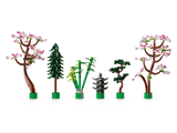 Elementos botánicos LEGO 10315: cerezos en flor, pinos, bambú, bonsái y pagoda japonesa
