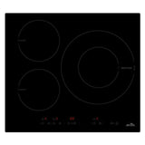 Encimera inducción Artica AEI63223 con 3 fuegos y zona booster 32cm, superficie vitrocerámica negra con control táctil digital, diseño elegante para cocinas modernas
