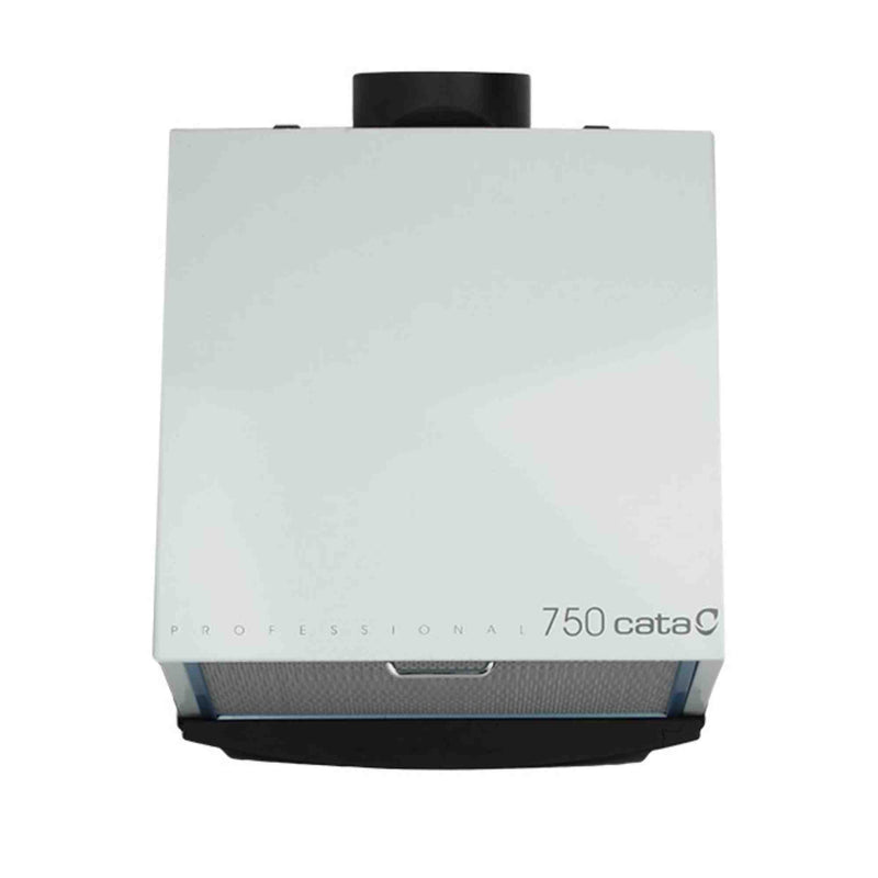 Cata extractor 750L, capacidad de 600 m³/h, diseño compacto y filtro antigrasa metálico. Eficiencia energética C y bajo consumo.