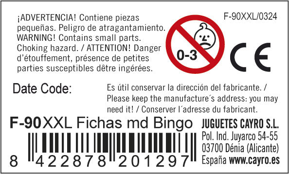 90 Fichas de Lotería de Madera XXL Cayro, imagen 2