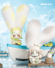 Figuras Cup Rabbits Fantastic Fruit — dúo blind box Awake Toys escena tropical