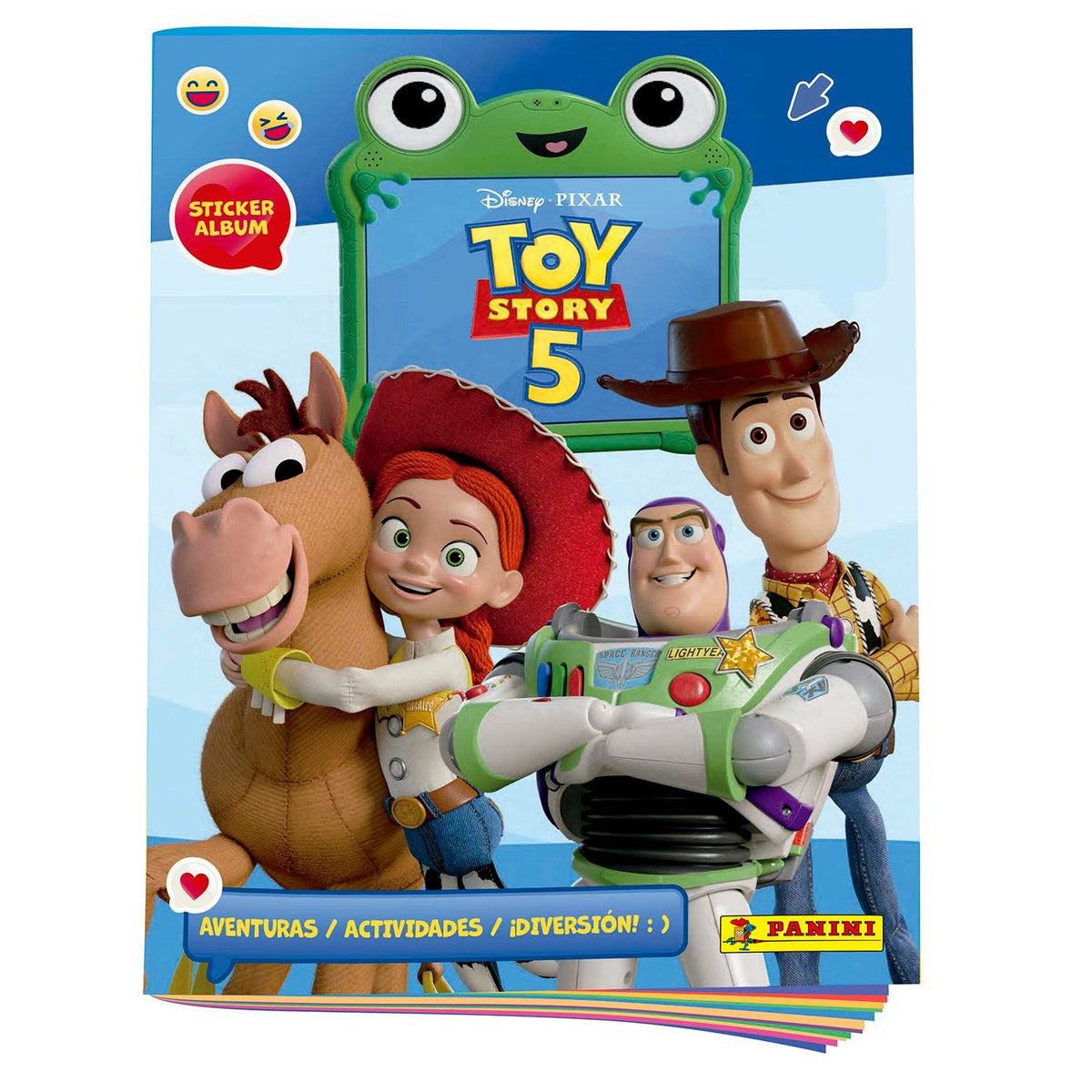 Álbum oficial Panini Toy Story 5 de 32 páginas con Woody, Jessie, Buzz y Perdigón