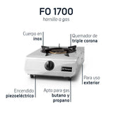 Infografía: Orbegozo FO 1700 Hornillo Gas Inox Triple Corona 4,3 kW Piezo