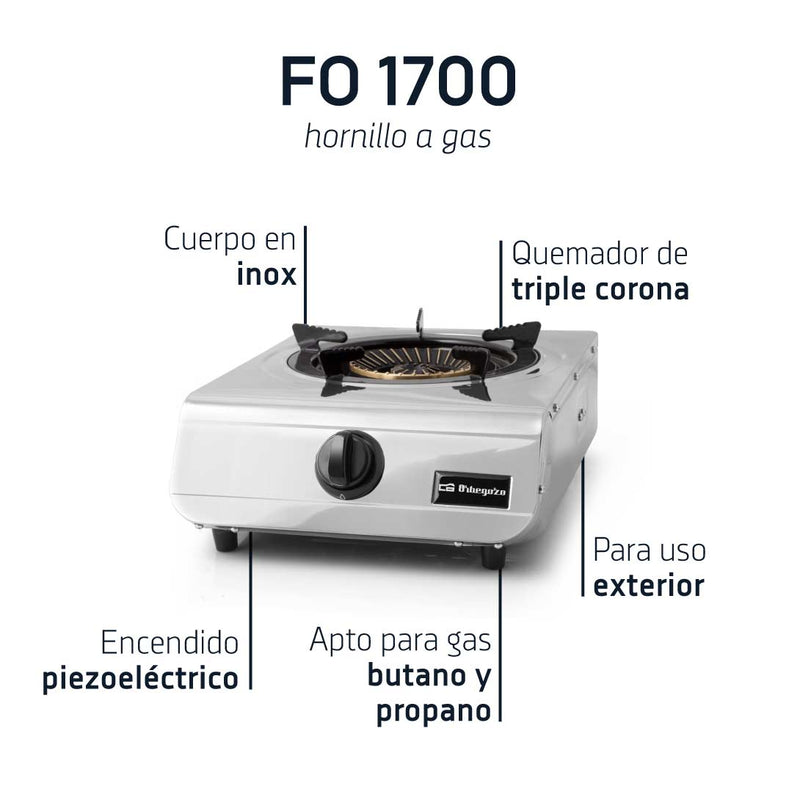 Hornillo a Gas Orbegozo FO1700 Portátil 1 Fuego 3.5kW
