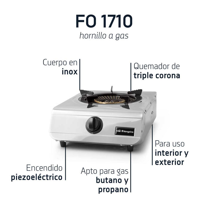Cuisinière à gaz Orbegozo 1 brûleur (ORBEGOZO-FO1710)