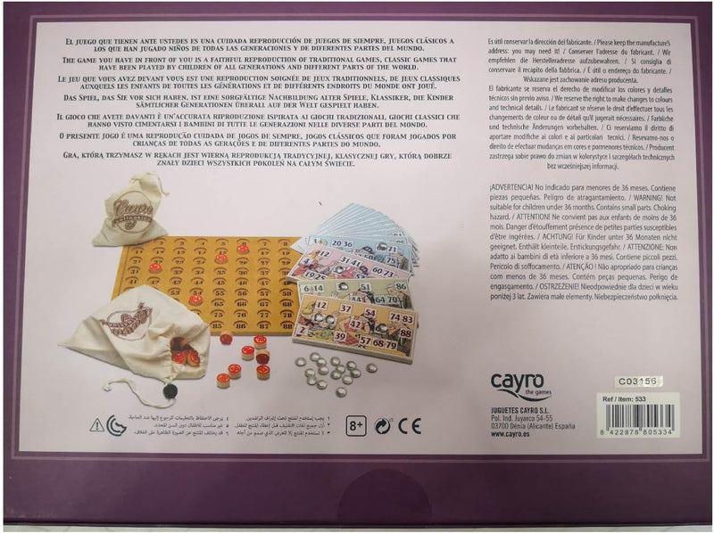 Familia jugando Cayro Lotería Bingo Vintage Collection en mesa, mostrando la diversión intergeneracional del juego clásico
