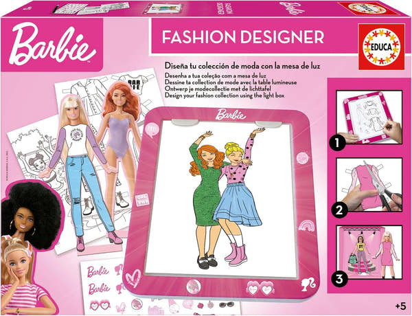 Fashion Designer Barbie de Educa Borrás - Juego creativo de diseño de moda para crear vestidos únicos, sistema fácil e intuitivo, compatible con muñecas Barbie, para niñas a partir de 6 años
