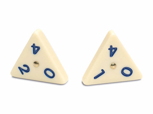 Fichas dominó triangular Cayro 754 - Detalle piezas plástico números azules juego mesa educativo matemáticas
