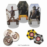 Fichas y peanas troqueladas de los protagonistas de la serie.
