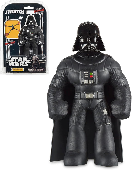Figura Darth Vader estirable mostrando capacidad de elongación con armadura negra detallada y casco icónico del villano de Star Wars
